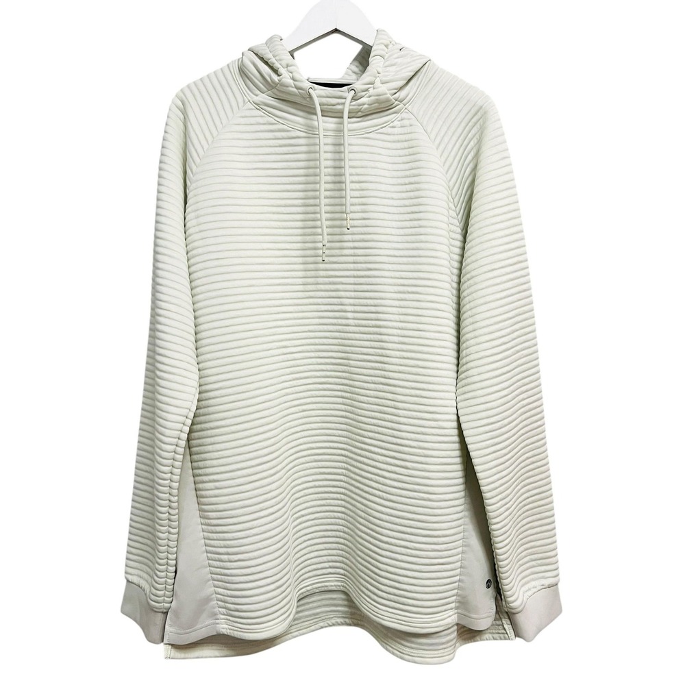 Apana Ottoman Hoodie Top Men's‎ XL White Textured Ribbed Knit Pullover Ribbed